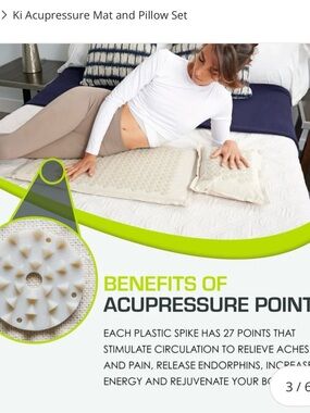ProsourceFit Ki Acupressure Mat + Neck Pillow & Carry Bag Natural Linen